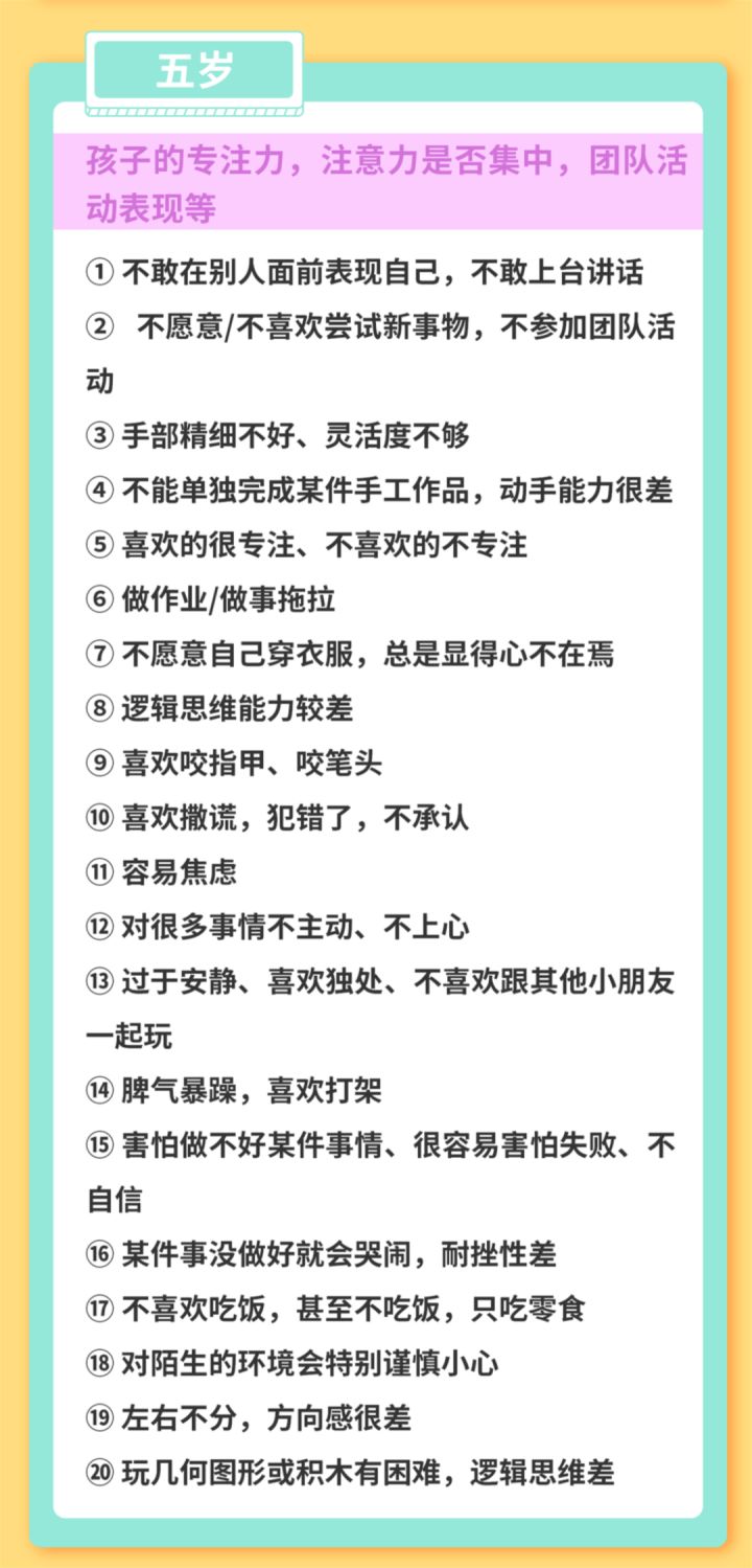 感统失调自测表
